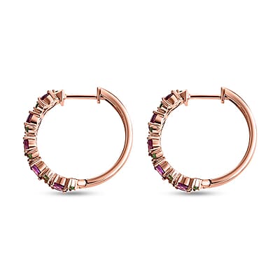 D'Joy AAA Radiant Ember Garnet and Tsavorite Garnet 3.10 ctw Petals Vine Earrings in 18K Vermeil Rose Gold Over Sterling Silver