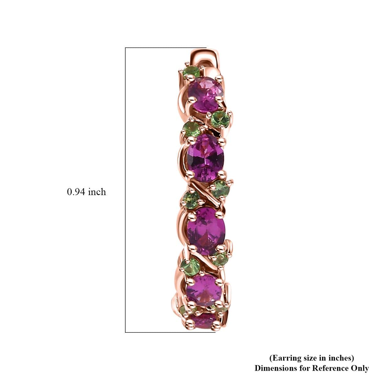 AAA Radiant Ember Garnet and Tsavorite Garnet 3.10 ctw Petals Vine Earrings in 18K Vermeil Rose Gold Over Sterling Silver (Del. In 10-12 Days) image number 4