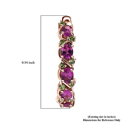 D'Joy AAA Radiant Ember Garnet and Tsavorite Garnet 3.10 ctw Petals Vine Earrings in 18K Vermeil Rose Gold Over Sterling Silver