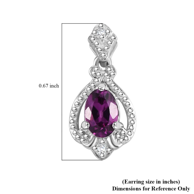 D'Joy AAA Radiant Ember Garnet and White Zircon 1.40 ctw Art Deco Earrings in Rhodium Over Sterling Silver