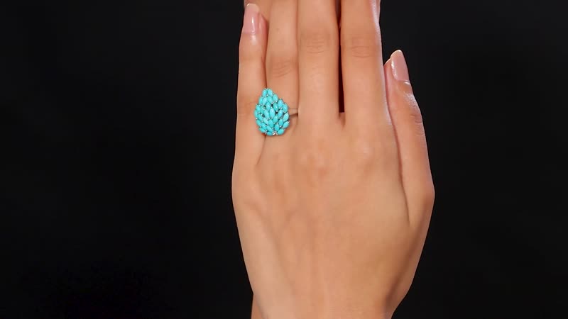 Lagoon Turquoise 3.50 ctw Ring in Rhodium Over Sterling Silver (Size 8.0)
