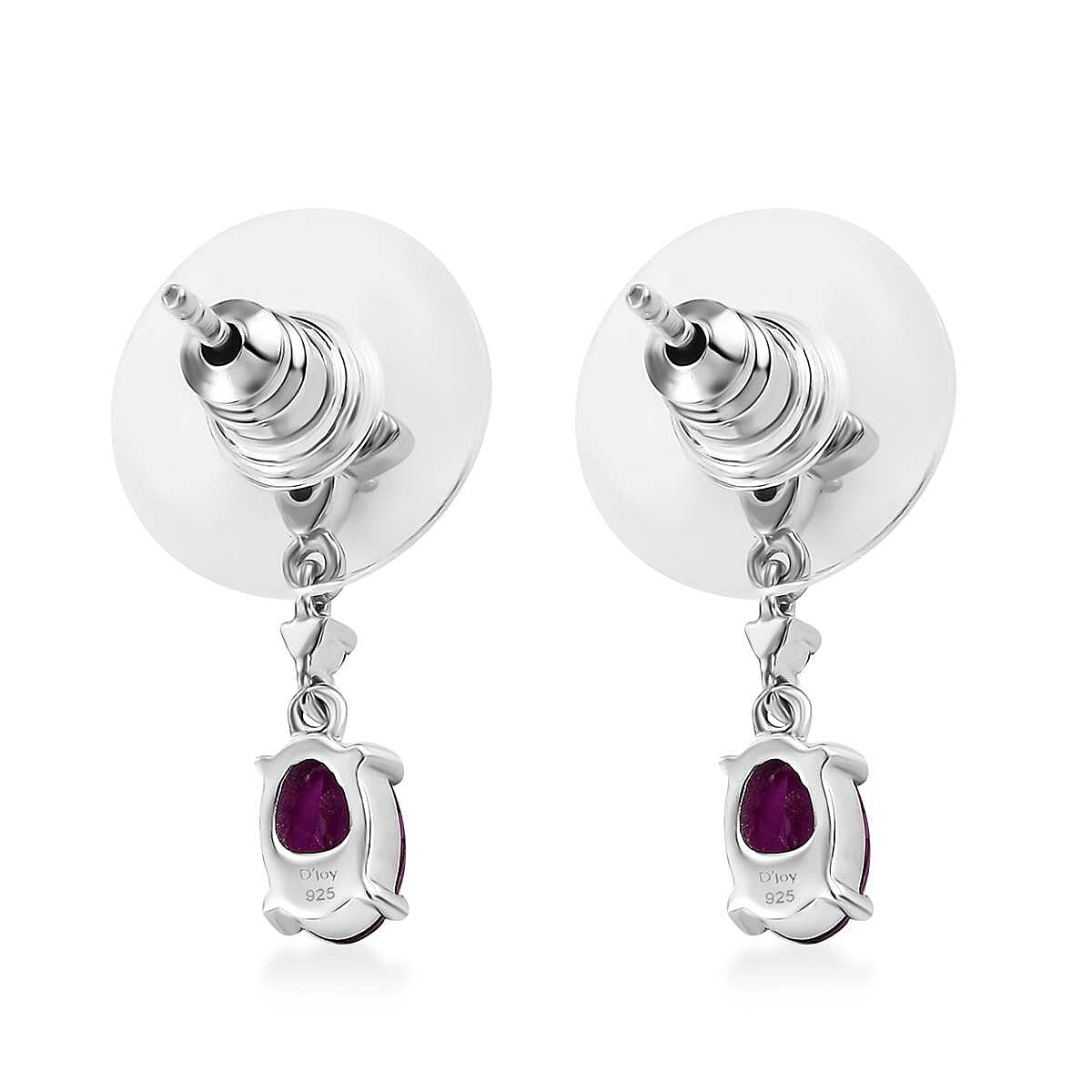 D'Joy AAA Radiant Ember Garnet and Multi Gemstone 1.30 ctw Floral Earrings in Rhodium Over Sterling Silver