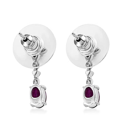 D'Joy AAA Radiant Ember Garnet and Multi Gemstone 1.30 ctw Floral Earrings in Rhodium Over Sterling Silver