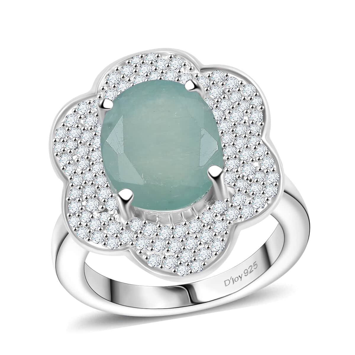 Grandidierite and White Zircon 4.90 ctw Ocean Petal Ring in Rhodium Over Sterling Silver (Size 7.0) image number 0