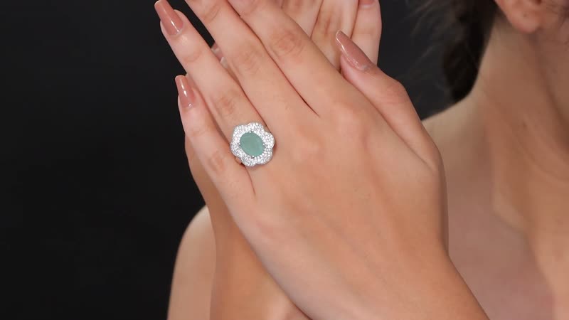 Grandidierite, White Zircon Ring in Rhodium Over Sterling Silver (Size 6.0) 4.90 Carat Total Weight