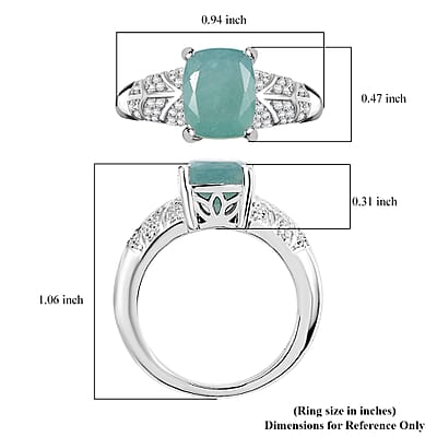 D'Joy Grandidierite and White Zircon 3.75 ctw Sea Fern Ring in Rhodium Over Sterling Silver (Size 10.0)