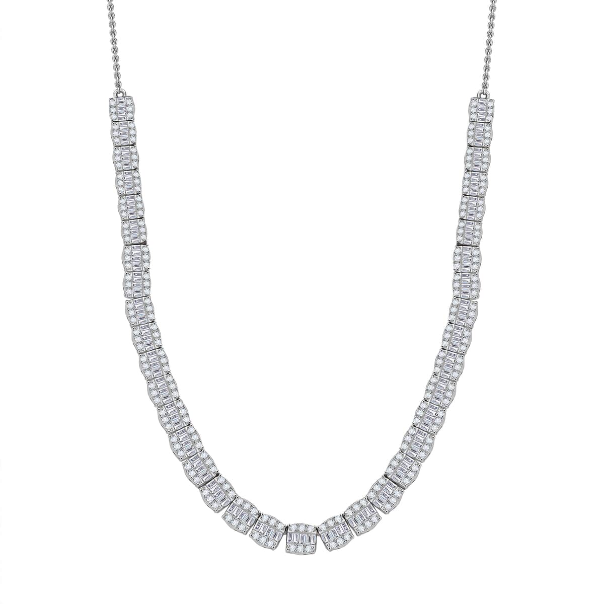 Diamond 4.00 ctw Necklace in Rhodium Over Sterling Silver 18-20 Inches (Del. In 10-12 Days) image number 0