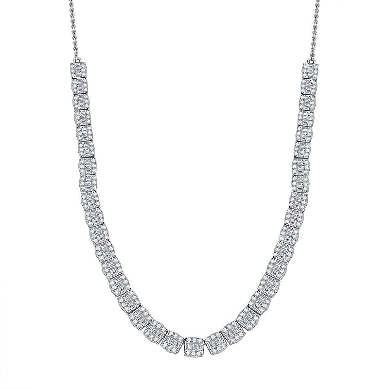 D'Joy  Diamond 4.00 ctw Necklace in Rhodium Over Sterling Silver 18-20 Inches