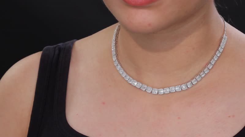 Diamond 4.00 ctw Necklace in Rhodium Over Sterling Silver 18-20 Inches
