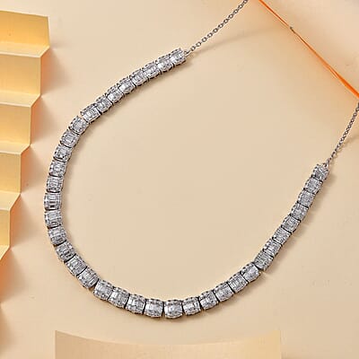 D'Joy  Diamond 4.00 ctw Necklace in Rhodium Over Sterling Silver 18-20 Inches