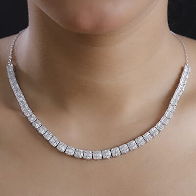 D'Joy  Diamond 4.00 ctw Necklace in Rhodium Over Sterling Silver 18-20 Inches