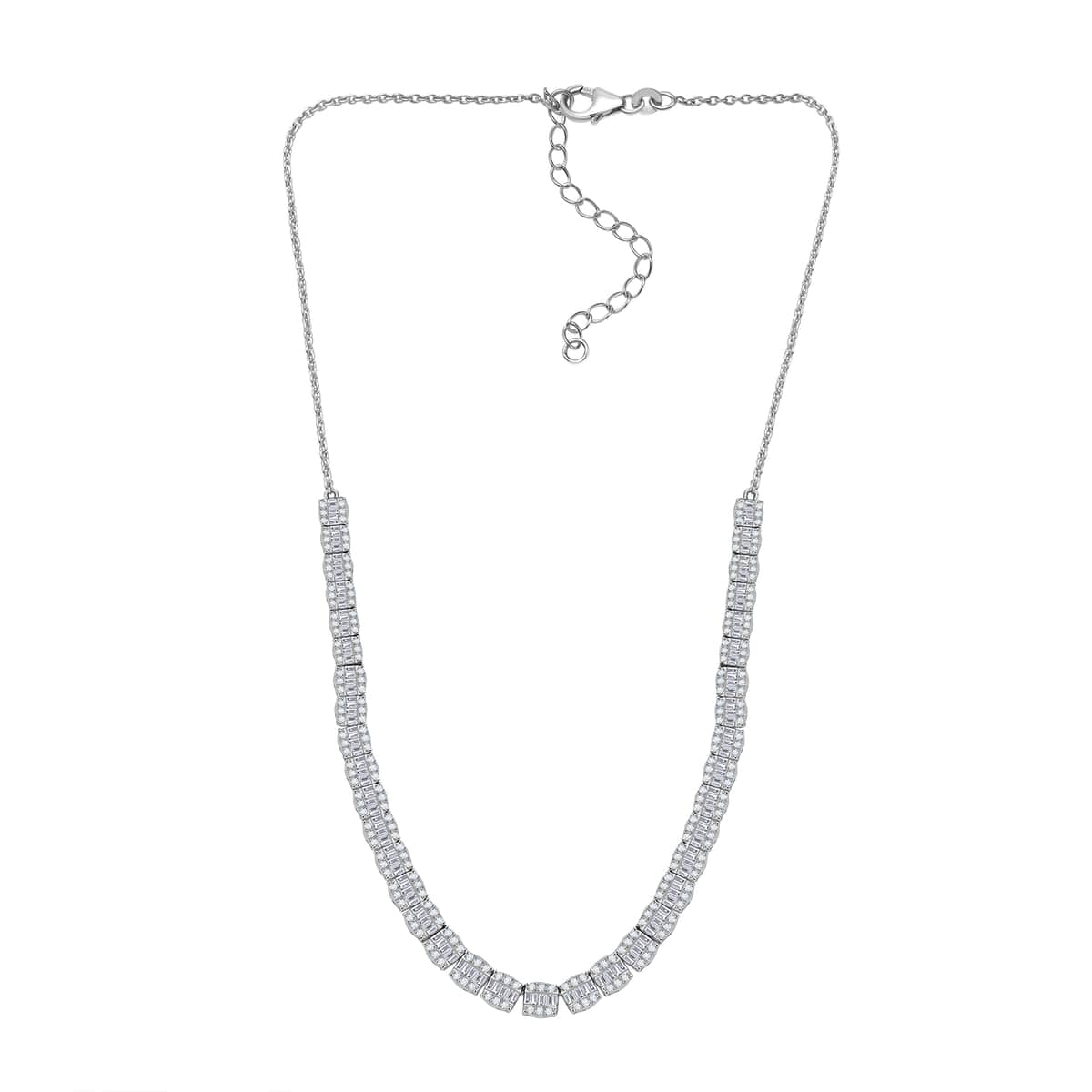 Diamond 4.00 ctw Necklace in Rhodium Over Sterling Silver 18-20 Inches (Del. In 10-12 Days) image number 4