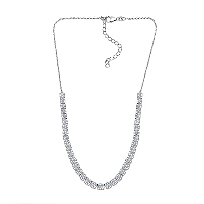 D'Joy  Diamond 4.00 ctw Necklace in Rhodium Over Sterling Silver 18-20 Inches