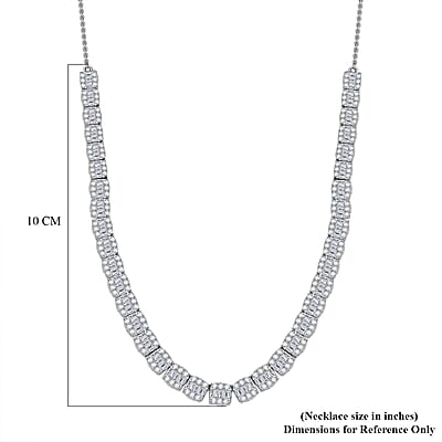 D'Joy  Diamond 4.00 ctw Necklace in Rhodium Over Sterling Silver 18-20 Inches