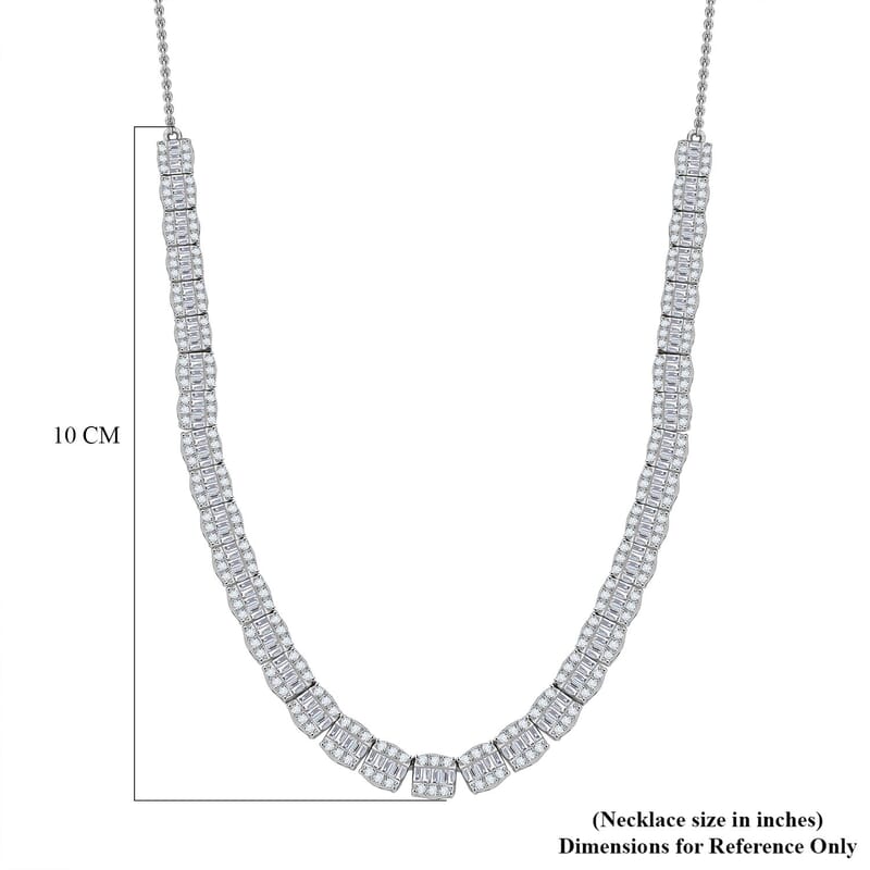 D'Joy  Diamond 4.00 ctw Necklace in Rhodium Over Sterling Silver 18-20 Inches