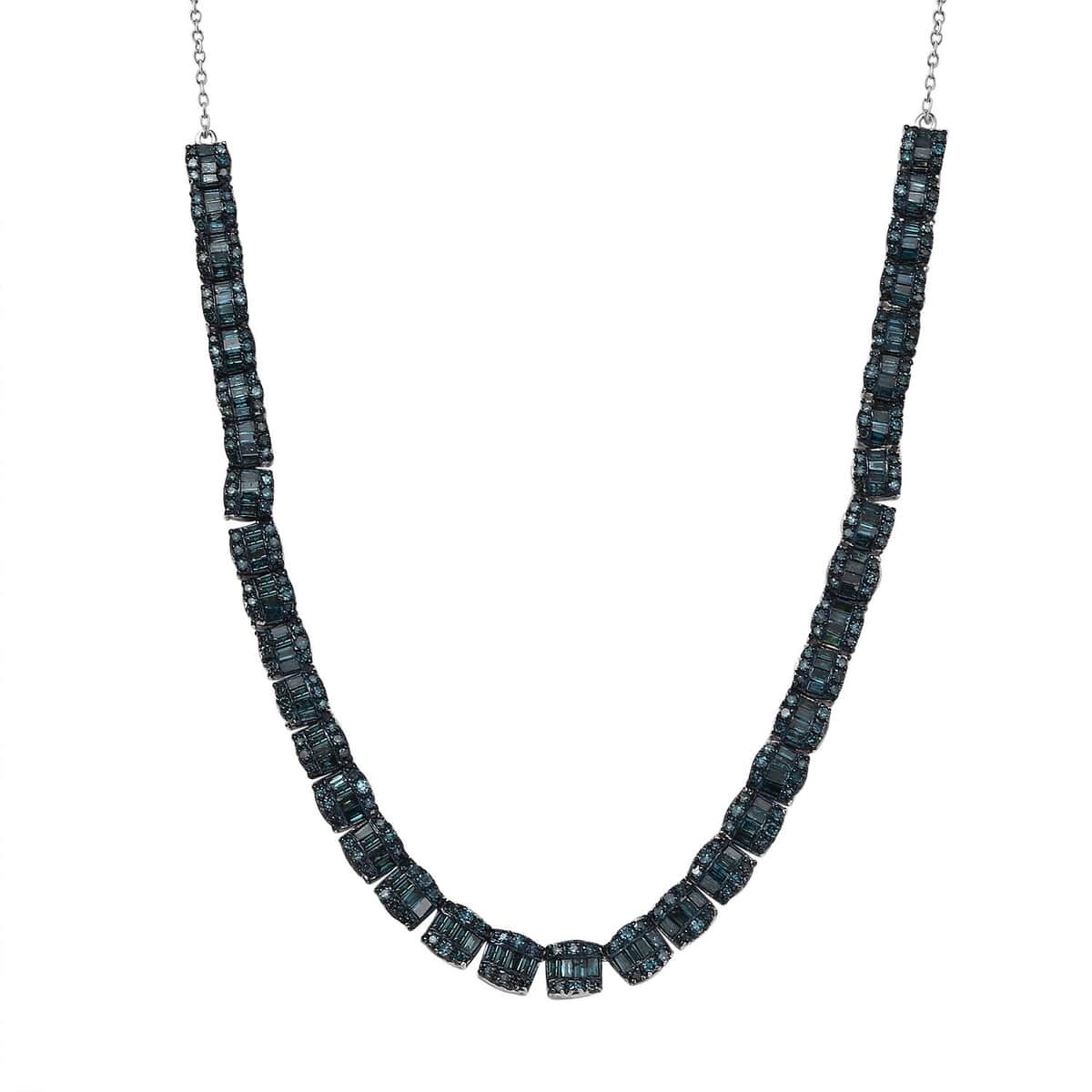 Doorbuster Blue Diamond 4.00 ctw Necklace in Rhodium Over Sterling Silver 18-20 Inches image number 0