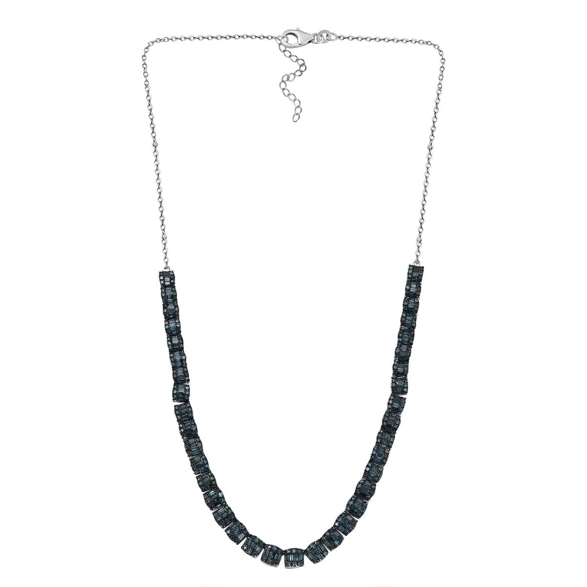 Doorbuster Blue Diamond 4.00 ctw Necklace in Rhodium Over Sterling Silver 18-20 Inches image number 3