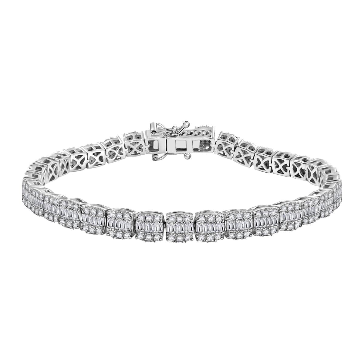 Diamond 4.00 ctw Tennis Bracelet in Rhodium Over Sterling Silver (7.25 In) image number 0