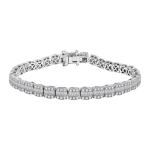 Diamond 4.00 ctw Tennis Bracelet in Rhodium Over Sterling Silver (7.25 In) (Del. In 10-12 Days)