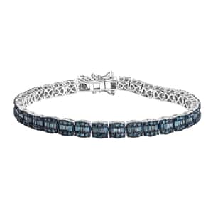 Blue Diamond 4.00 ctw Tennis Bracelet in Rhodium Over Sterling Silver (7.25 In)