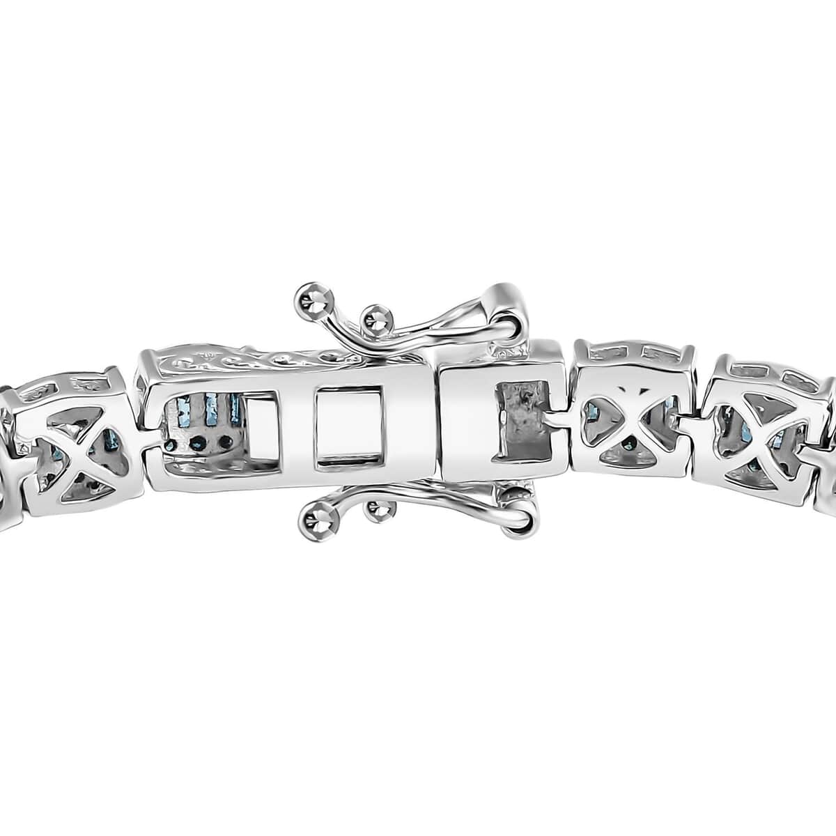 Blue Diamond 4.00 ctw Tennis Bracelet in Rhodium Over Sterling Silver (7.25 In) image number 3