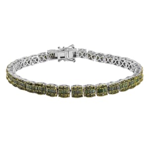 Green Diamond 4.00 ctw Tennis Bracelet in Rhodium Over Sterling Silver (7.25 In)