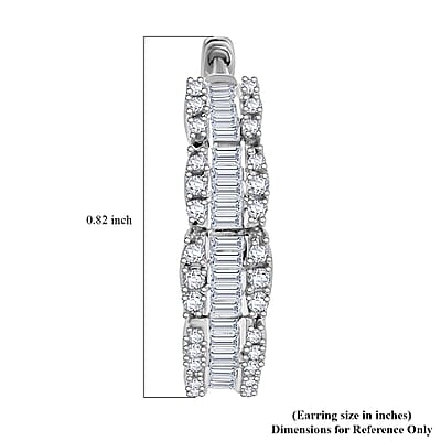 D'Joy Diamond 1.00 ctw Hoop Earrings in Rhodium Over Sterling Silver