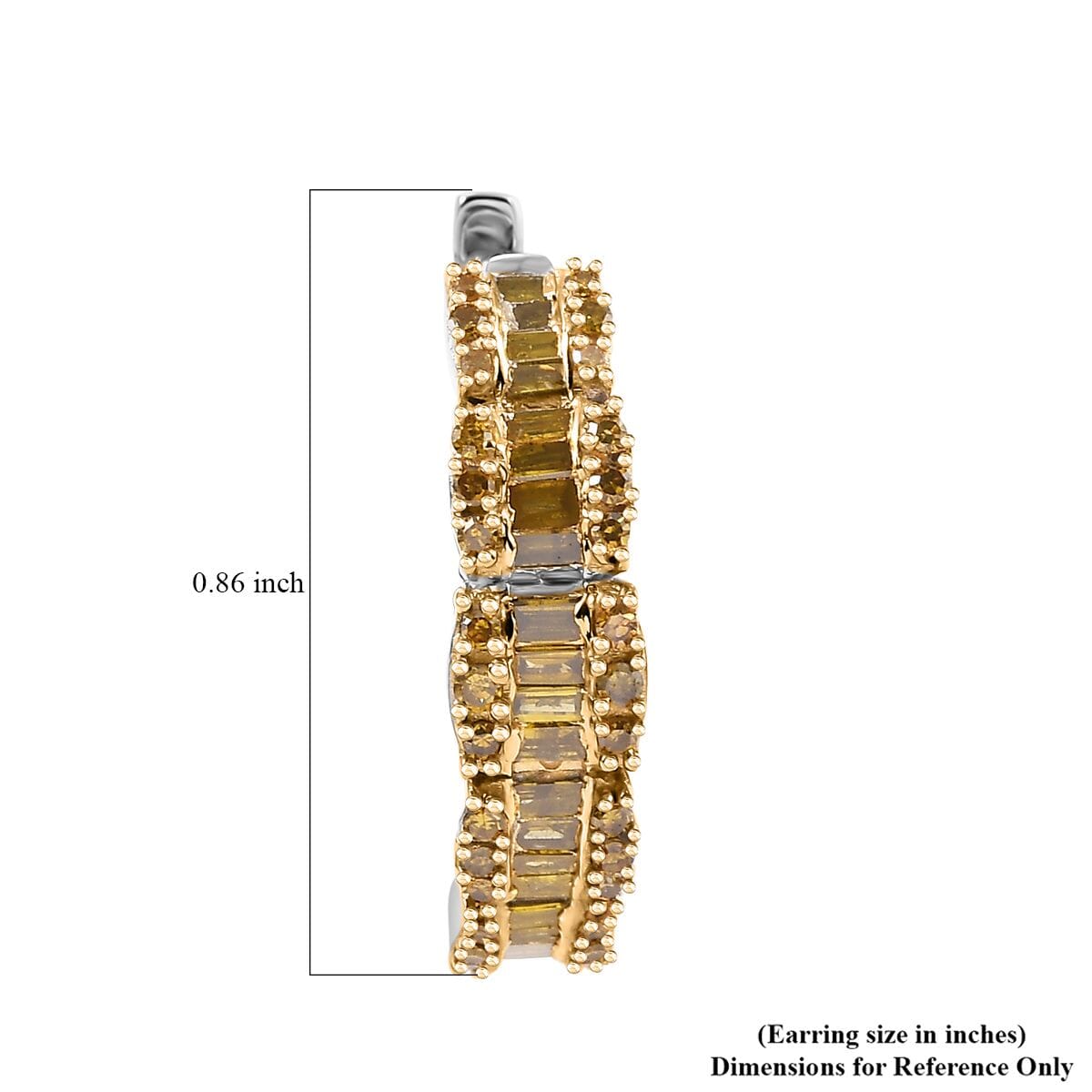 Yellow Diamond 1.00 ctw Hoop Earrings in Rhodium Over Sterling Silver image number 4
