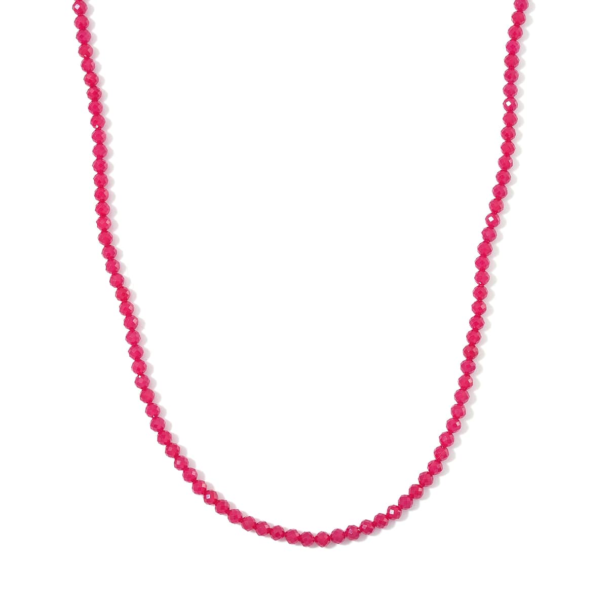 Lab Grown Ruby 75.00 ctw Beaded Necklace in Stainless Steel 18-20 Inches image number 0