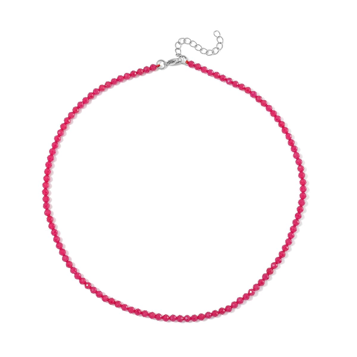 Lab Grown Ruby 75.00 ctw Beaded Necklace in Stainless Steel 18-20 Inches image number 2