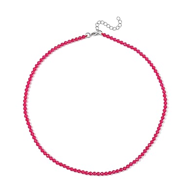 Lab Grown Ruby 75.00 ctw Beaded Necklace in Stainless Steel 18-20 Inches
