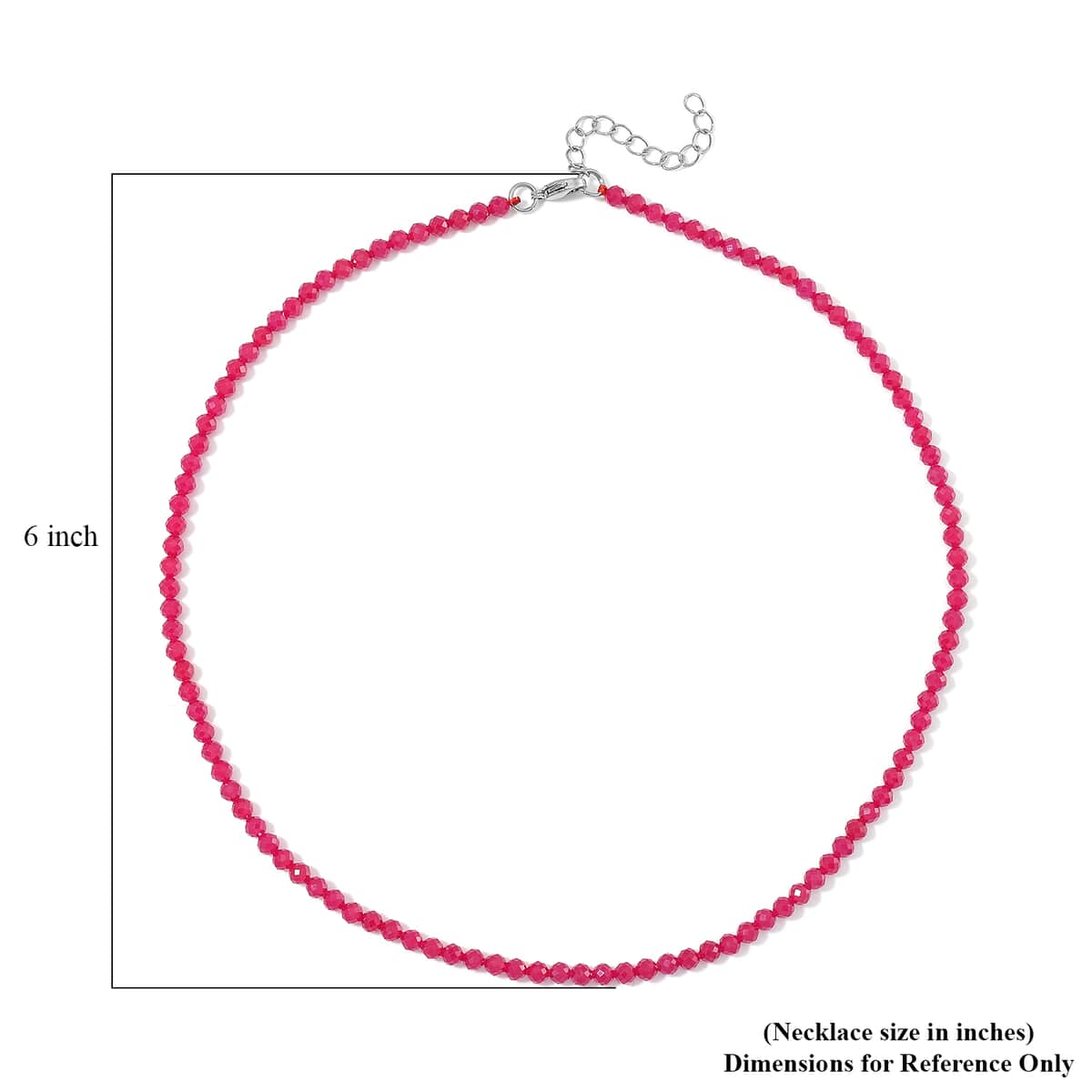 Lab Grown Ruby 75.00 ctw Beaded Necklace in Stainless Steel 18-20 Inches image number 4