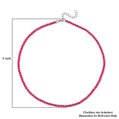Lab Grown Ruby 75.00 ctw Beaded Necklace in Stainless Steel 18-20 Inches