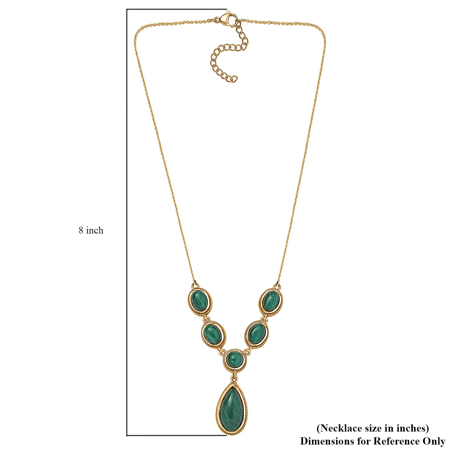 Karis African Malachite 14.35 ctw Necklace in 18K Yellow Gold Plated and ION Plated YG Stainless Steel 18 Inches