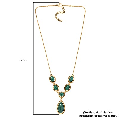 Karis African Malachite 14.35 ctw Necklace in 18K Yellow Gold Plated and ION Plated YG Stainless Steel 18 Inches