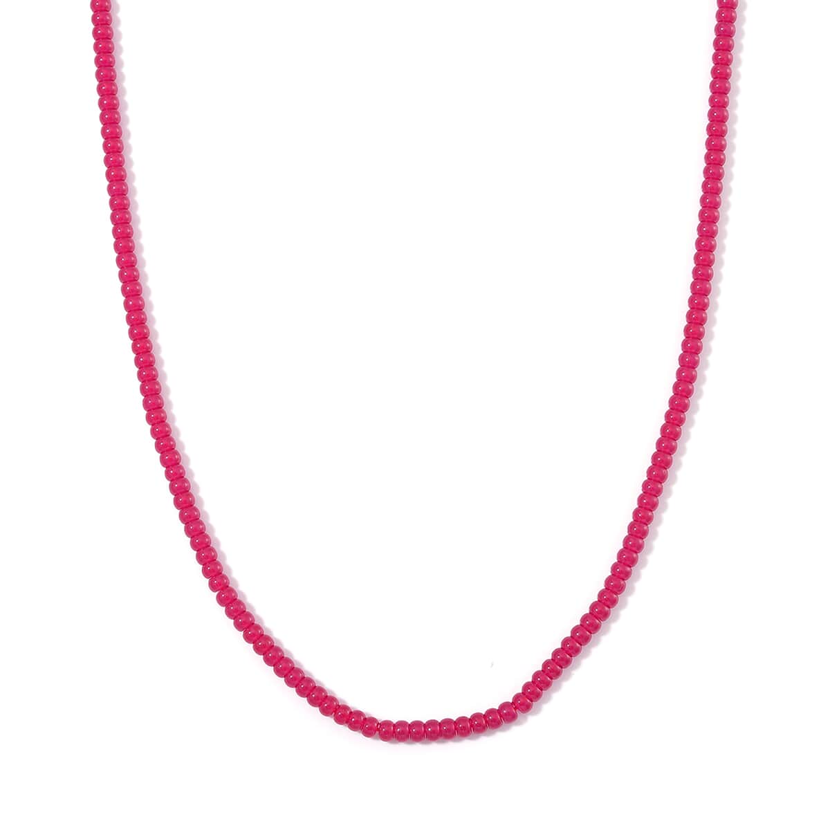 Lab Grown Ruby 100.00 ctw Beaded Necklace in Stainless Steel 18-20 Inches image number 0