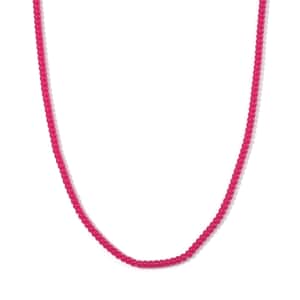 Lab Grown Ruby 100.00 ctw Beaded Necklace in Stainless Steel 18-20 Inches