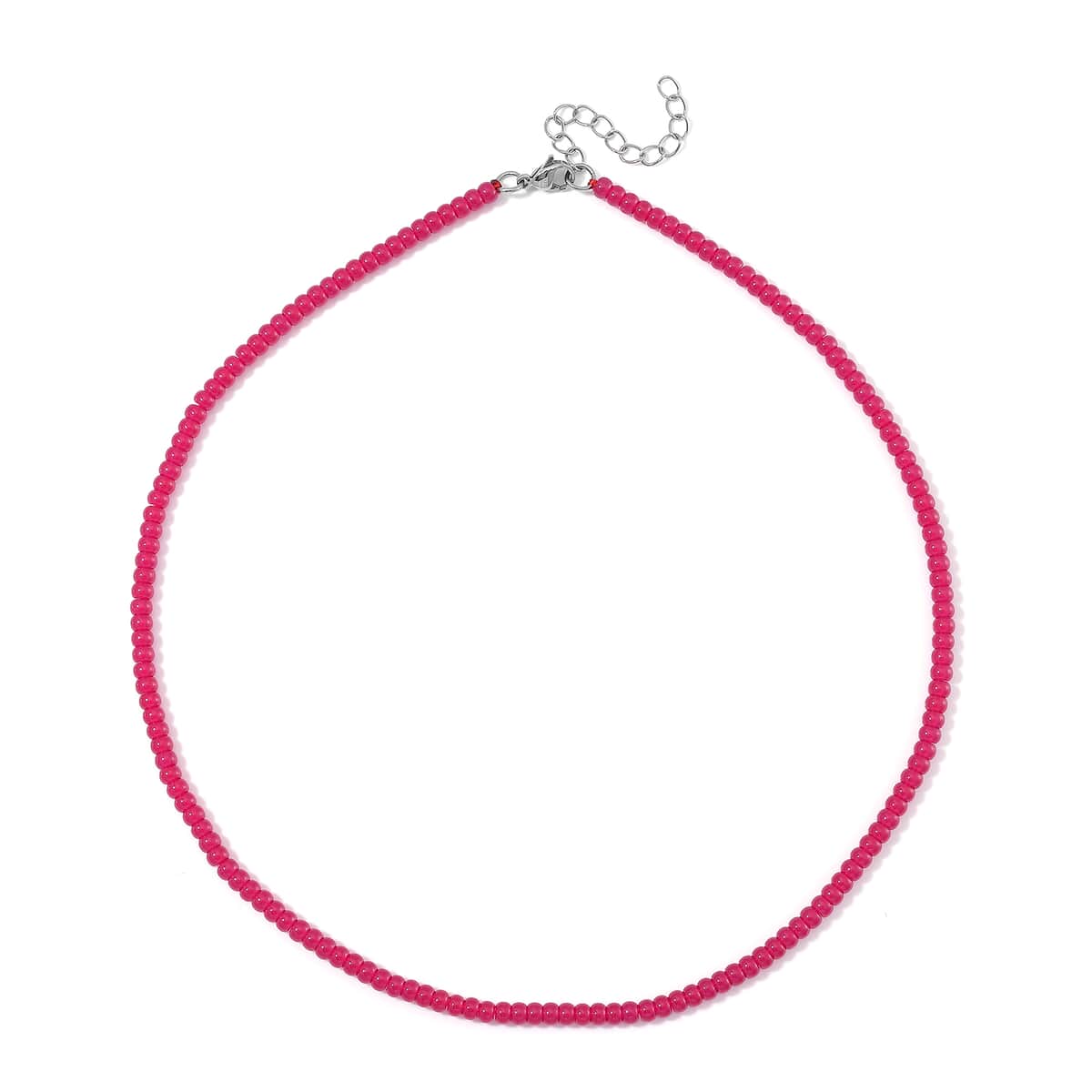 Lab Grown Ruby 100.00 ctw Beaded Necklace in Stainless Steel 18-20 Inches image number 2