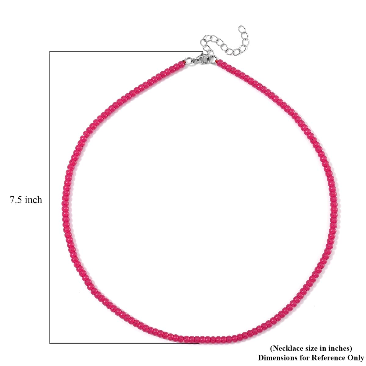 Lab Grown Ruby 100.00 ctw Beaded Necklace in Stainless Steel 18-20 Inches image number 4