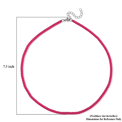 Lab Grown Ruby 100.00 ctw Beaded Necklace in Stainless Steel 18-20 Inches