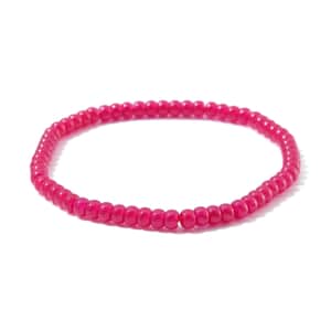 Lab Grown Ruby 40.00 ctw Beaded Stretch Bracelet