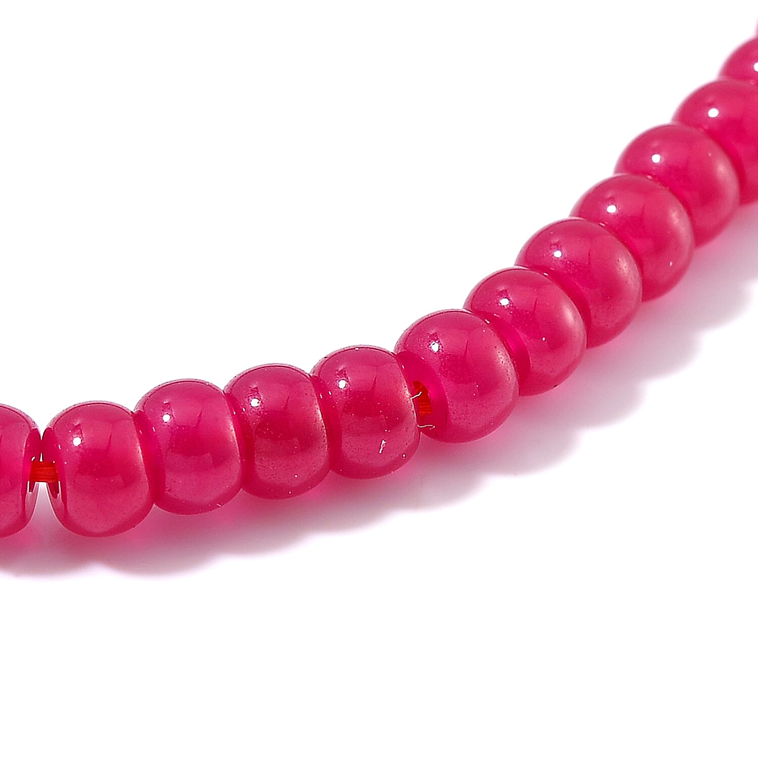 Lab Grown Ruby 40.00 ctw Beaded Stretch Bracelet