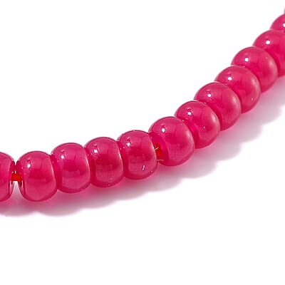 Lab Grown Ruby 40.00 ctw Beaded Stretch Bracelet