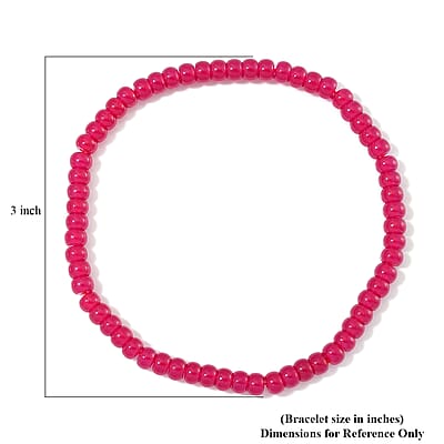 Lab Grown Ruby 40.00 ctw Beaded Stretch Bracelet