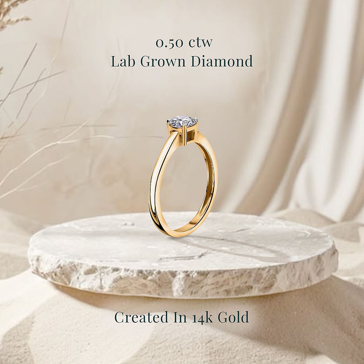 Luxuriant Lab Grown Diamond G VS 0.50 ctw Ring in 14K Yellow Gold (Size 7.0) image number 2