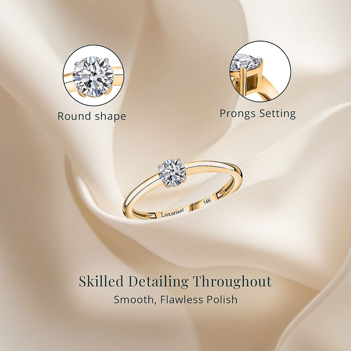 Luxuriant Lab Grown Diamond G VS 0.50 ctw Ring in 14K Yellow Gold (Size 7.0) image number 4