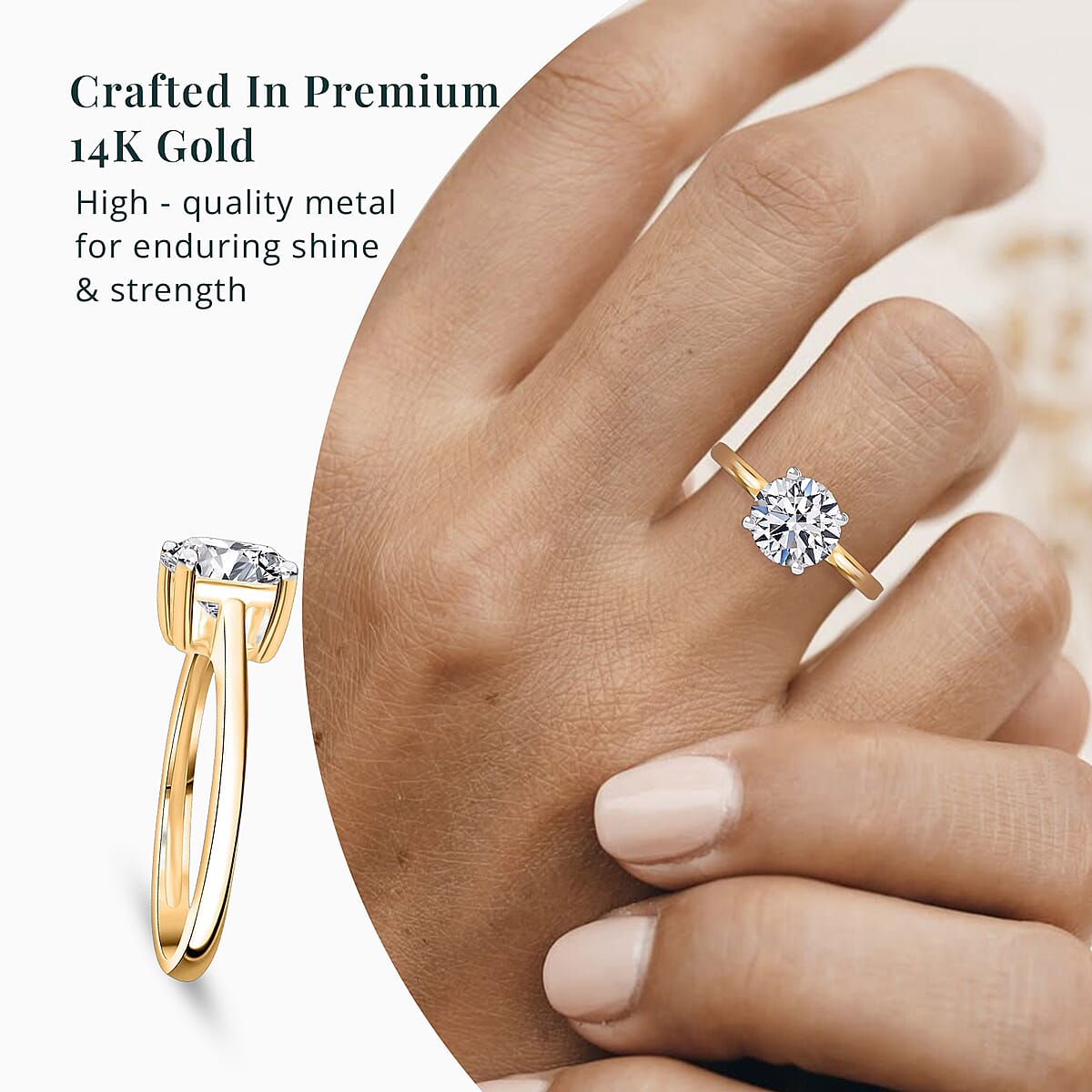 Luxuriant Lab Grown Diamond G VS 2.00 ctw Ring in 14K Yellow Gold (Size 7.0) image number 4
