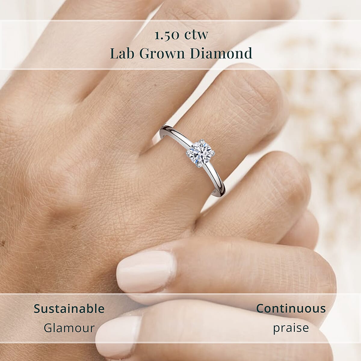 Luxuriant Lab Grown Diamond G VS 1.50 ctw Ring in 950 Platinum (Size 7.0) (Del. in 12-15 Days) image number 4