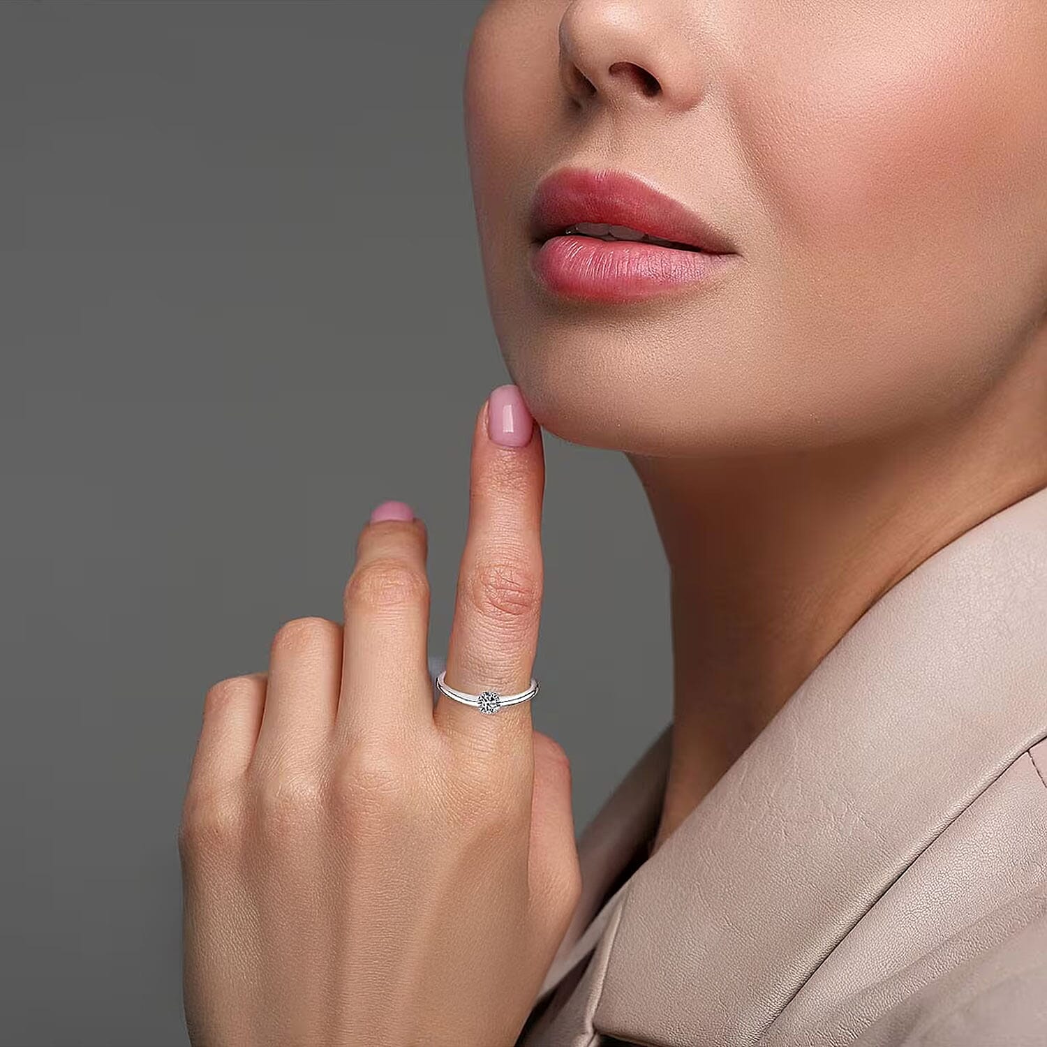 Luxuriant Lab Grown Diamond G-H SI 0.50 ctw Ring in Platinum Over Sterling Silver (Size 10.0) (Del. In 8-10 Days)