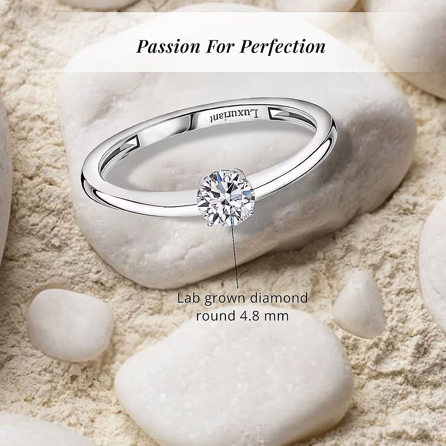Luxuriant Lab Grown Diamond G-H SI 0.50 ctw Ring in Platinum Over Sterling Silver (Size 10.0) (Del. In 8-10 Days)